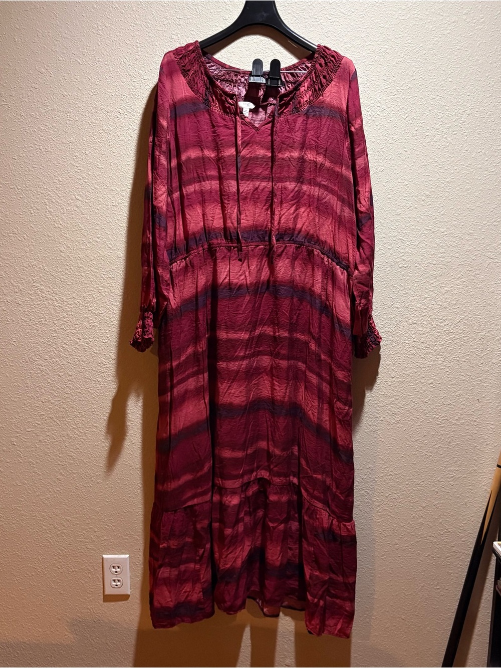 Terra & Sky Burgundy Striped Boho Maxi Dress